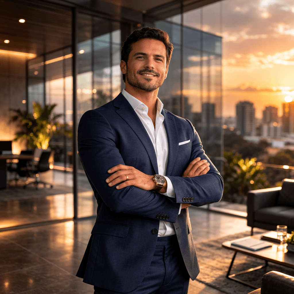 Empresário em ambiente corporativo moderno