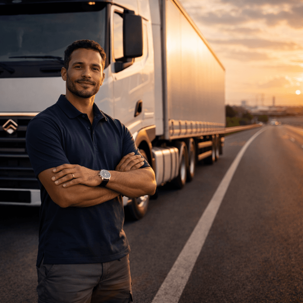 Caminhão de carga em operação rodoviária profissional